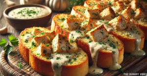 Chicken Alfredo Garlic Bread