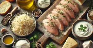 Ingredients for Chicken Alfredo Garlic Bread 