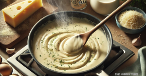 Making Simple Alfredo Sauce for Garlic Bread of Chicken Alfredo