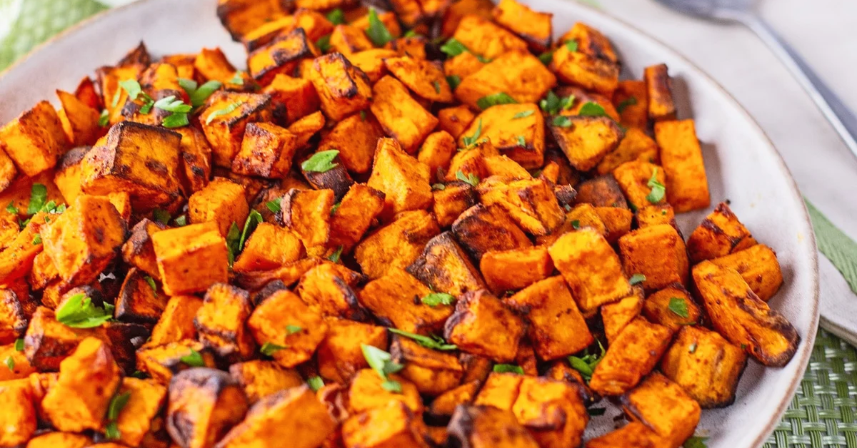 Air fryer sweet potato cubes